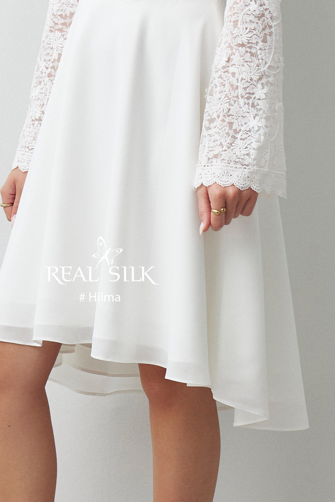 Konfirmationskjole 2027 Hilma | Blonde & High-Low Skørt | Real Silk