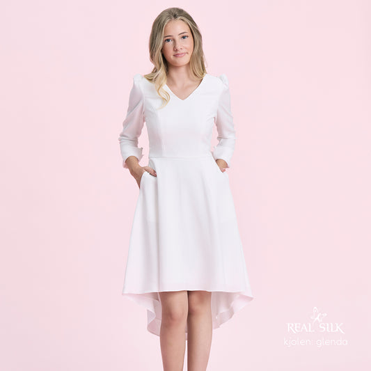 Konfirmationskjole Glenda med lommer og V-neck