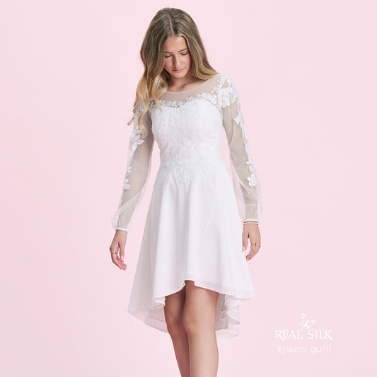 Konfirmationskjole Gurli i chiffon og glitter-blonde