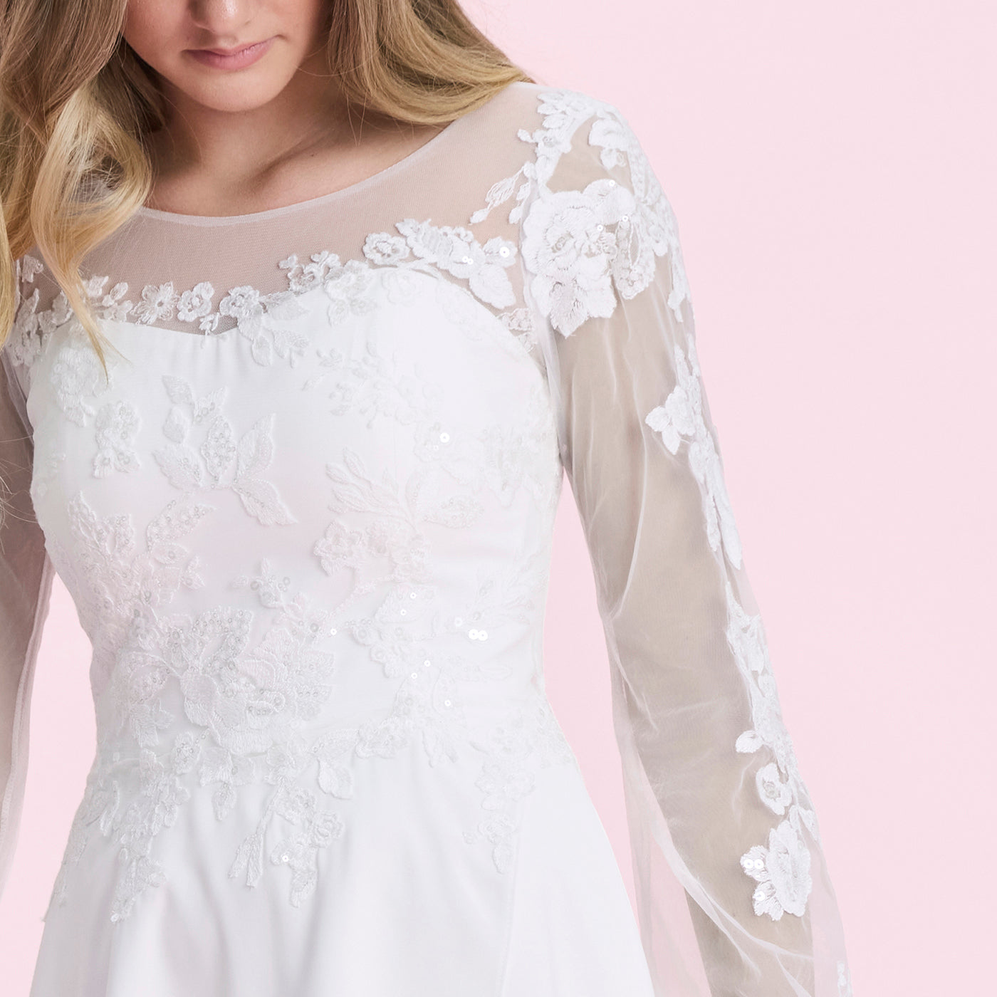 Konfirmationskjole Gurli i chiffon og glitter-blonde