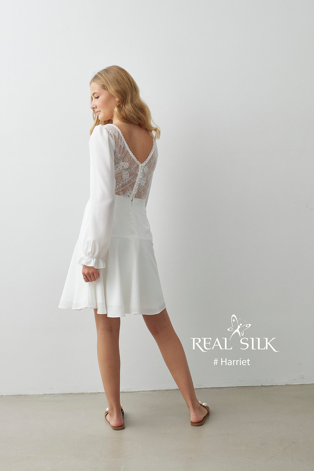 Konfirmationskjole 2027 Harriet | Chiffon & Blonderyg | Real Silk