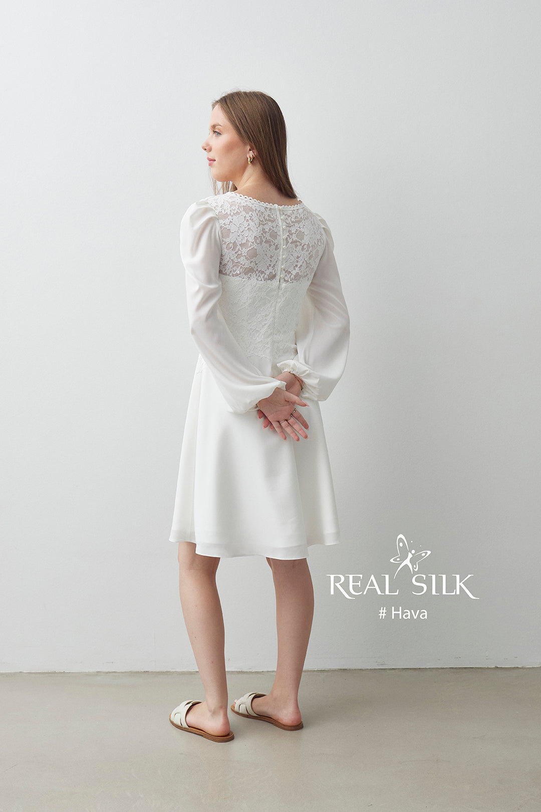 Konfirmationskjole 2027 Hava | Stretch-blonde & Chiffon | Real Silk
