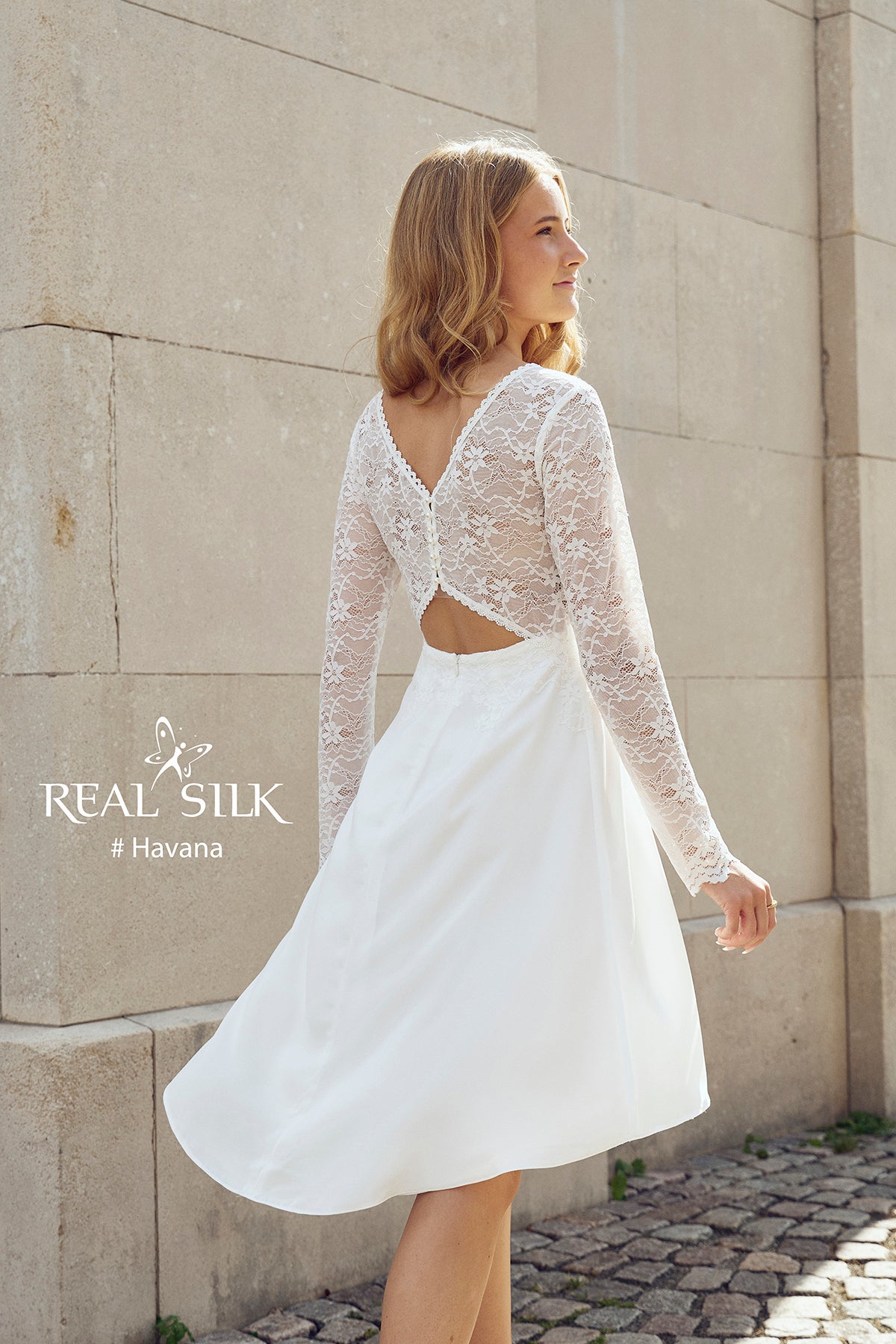 Konfirmationskjole 2027 Havana | Stretch-blonde & Chiffon | Real Silk