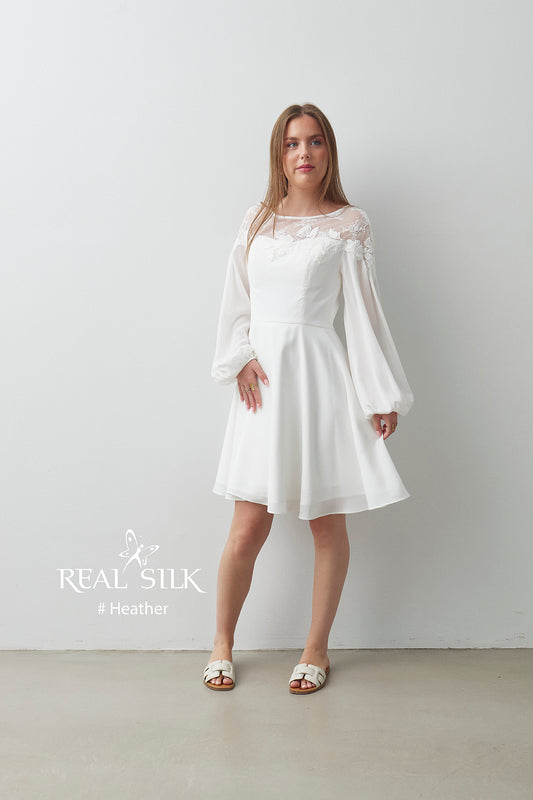 Konfirmationskjole 2027 Heather | Blonde & Ballonærmer | Real Silk