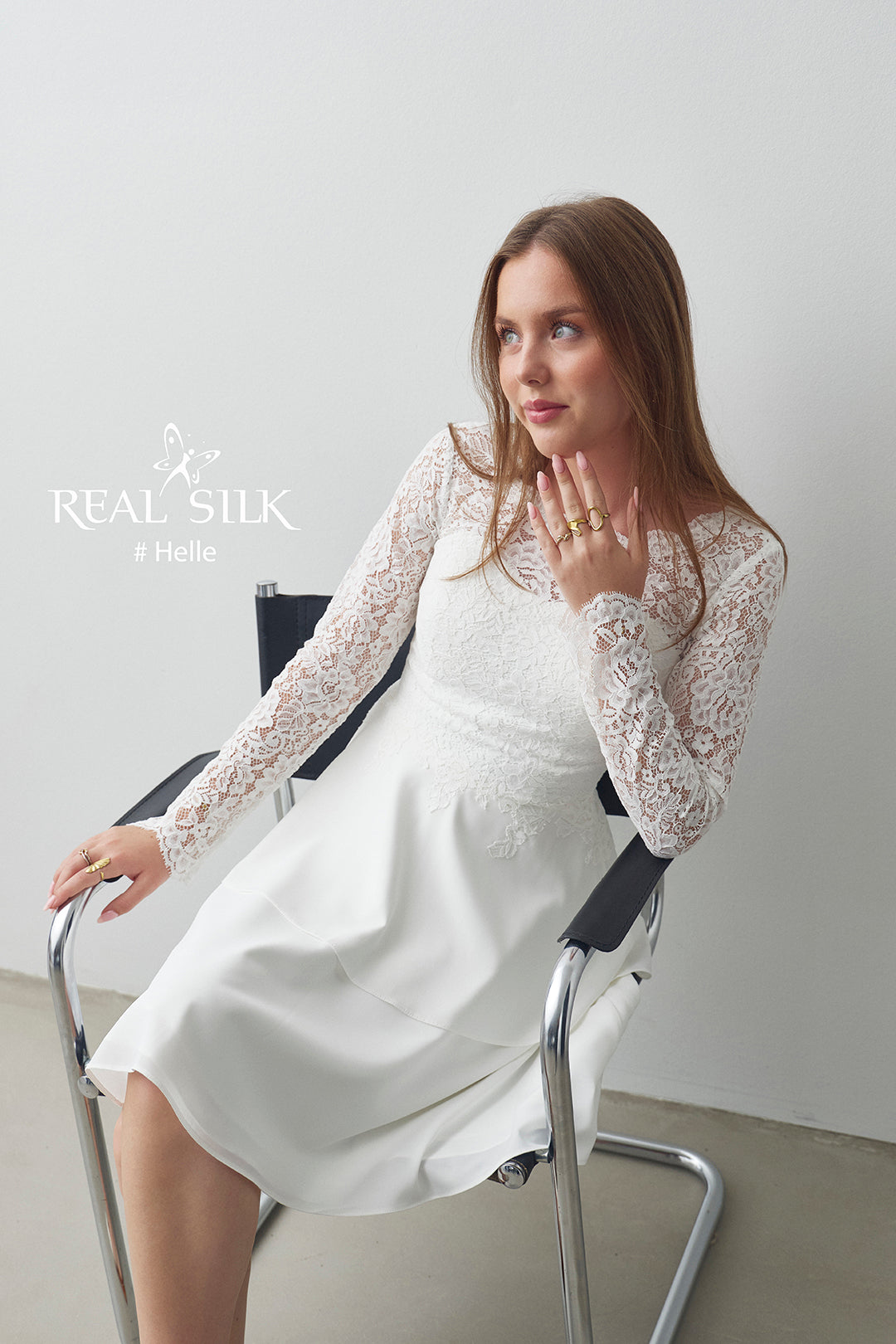 Konfirmationskjole 2027 Helle | Blonde & Chiffon | Real Silk