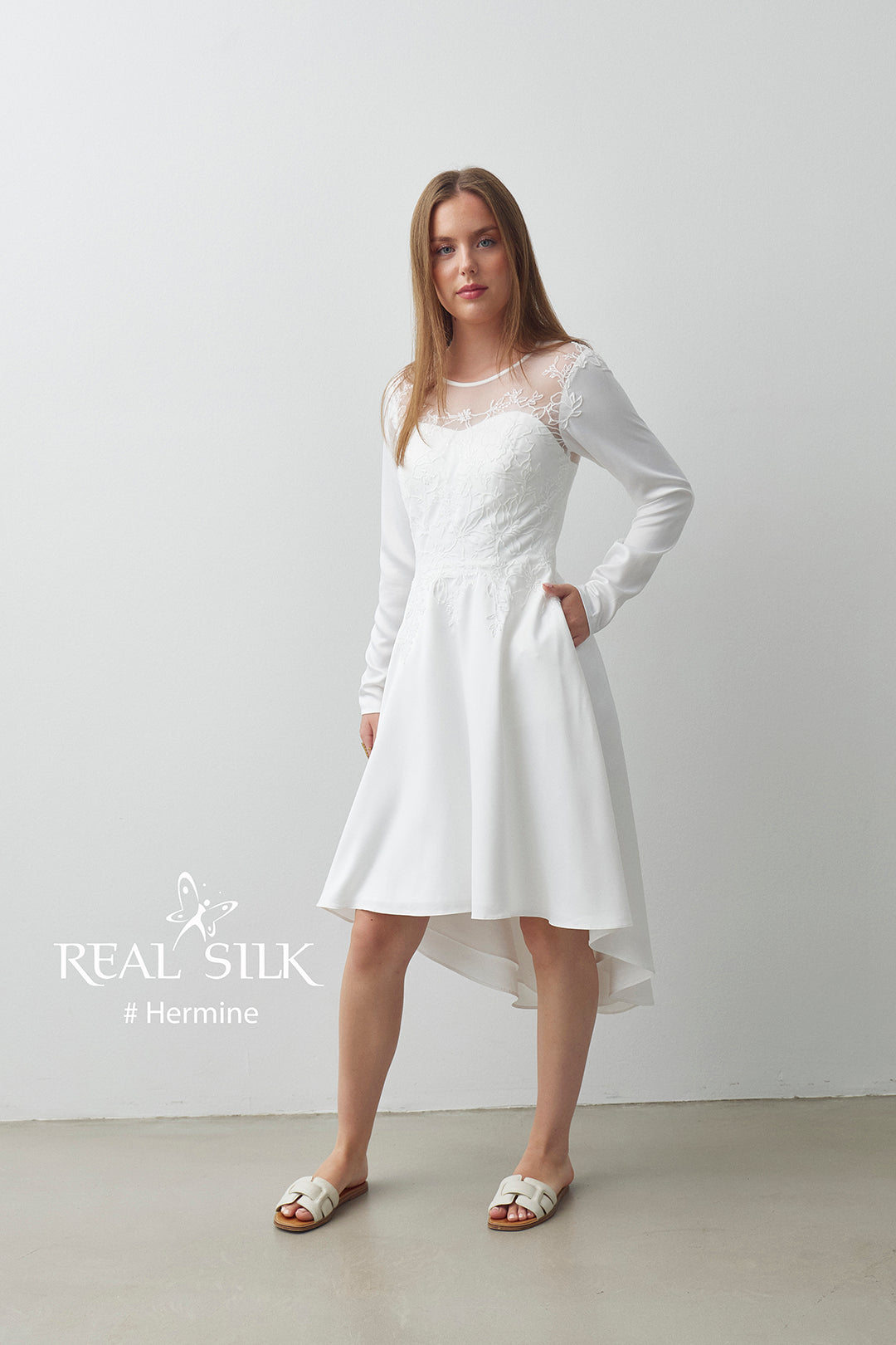 Konfirmationskjole 2027 Hermine | Satin & Blonde | Real Silk