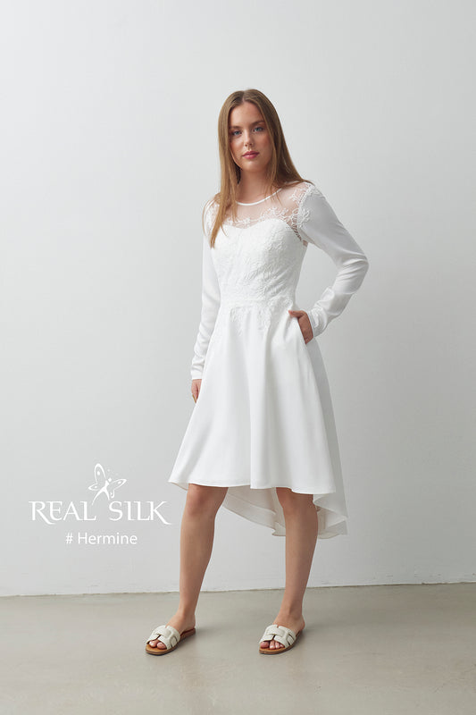 Konfirmationskjole 2027 Hermine | Satin & Blonde | Real Silk