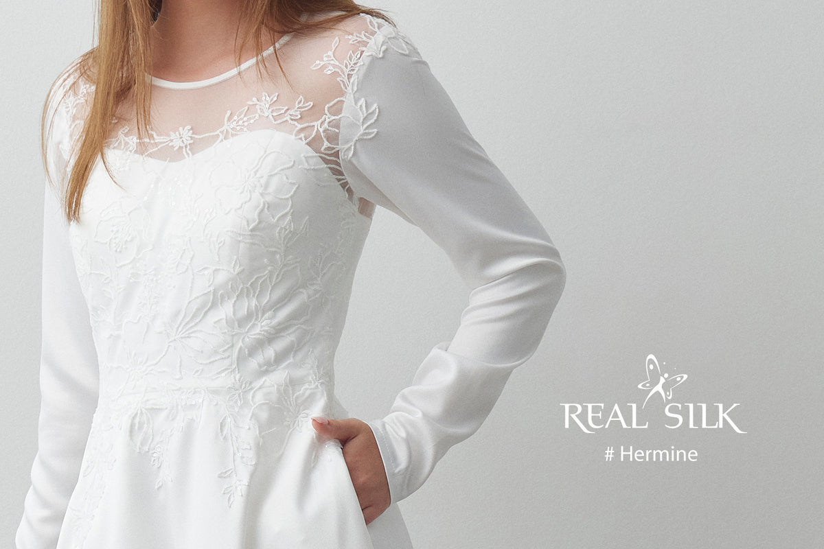 Konfirmationskjole 2027 Hermine | Satin & Blonde | Real Silk