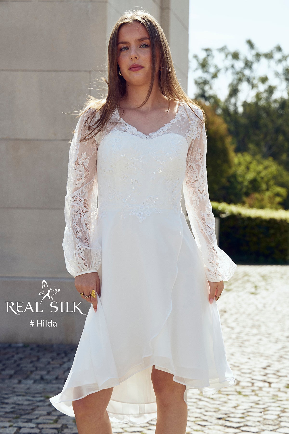Konfirmationskjole 2027 Hilda | Blonde & Pailletter | Real Silk