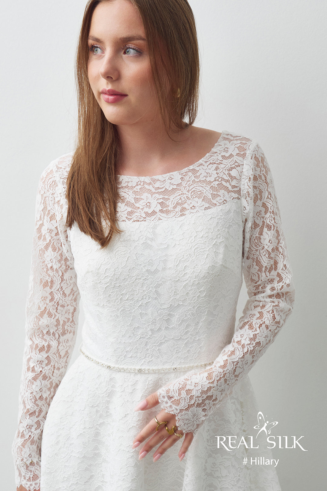 Konfirmationskjole 2027 Hillary | Blonde & Perleknapper | Real Silk